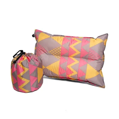 Imagen del producto de Almohada inflable para automóvil, equipo de actividades al aire libre, color rojo y amarillo (40x30x10 cm)
