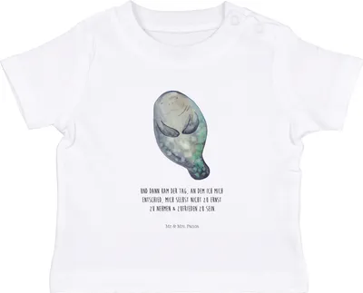 Produktbild von Mr. & Mrs. Panda  T-Shirt Seekuh Happy 12. - 18. Monat - Weiß - Geschenk, Kinder Oberteil, Neustart, Kleinkind Shirt, Babyshirt, Organic Baby, Freundin, Achtsamkeit