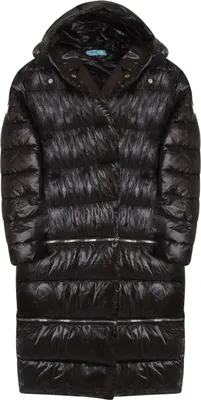 Produktbild von Eleganter langer Wintermantel mit Kapuze, Knopfverschluss und warmer Wattierung