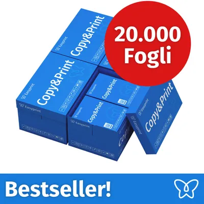 Immagine prodotto di NUOVO: Easyprint Carta per stampanti e fotocopie 20000 fogli 40 x 500 A4 Premium Bianco brillante CIE 160 Vincitrice del test Certificata PEFC