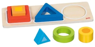Image de Goki - Plateau de tri en bois Geo Blocks - Jouet éducatif