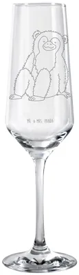 Produktbild von Mr. & Mrs. Panda Champagnerglas Affe - Transparent - Geschenk, Respekt, Sektglas mit Gravur, Selfcare, Sektkelch, Trinkglas, Affen, Liebe, Selbstliebe, Glas, Afrika