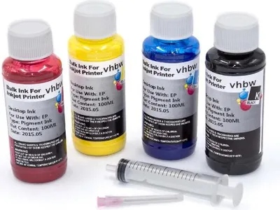Produktbild von vhbw 4x Nachfülltinte kompatibel mit Epson Workforce WF-7525 Drucker - Refillset Cyan, Magenta, Yellow, Schwarz, Pigmentiert, 100ml