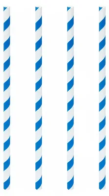 Produktbild von 200x Trinkhalme aus Papier blau gestreift Ø6mm 21cm