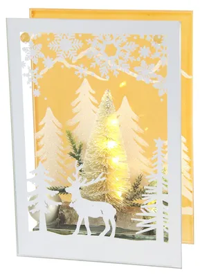 LED-Stimmungslicht im Glas mit Tannenbaum, 20x14x6 cm, weiß