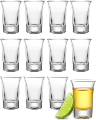 Image de 12 verres à shot en verre 4cl - Lavables au lave-vaisselle - Stables grâce à leur fond épais - Pour chaque fête