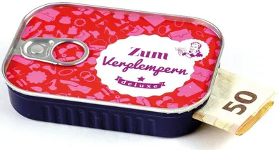 Produktbild von Verpackung für Geldgeschenke in einer Sardinenbüchse, ideal für besondere Anlässe