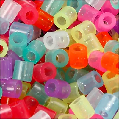 Produktbild von Bügelperlen, Größe 5x5 mm, Lochgröße 2,5 mm, medium, Glitter-Farben, 30000 sort./ 1 Pck [HOB-752401]