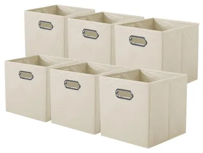 Produktbild von Stoffaufbewahrungsboxen, 6-teiliges Set faltbarer Aufbewahrungswürfel mit Metallgriff für Kleiderschrank und Spielzeug