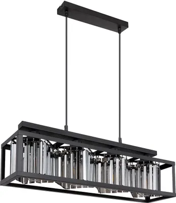 Produktbild von Hängeleuchte Metall schwarz, Glaskristalle rauch H 120 cm