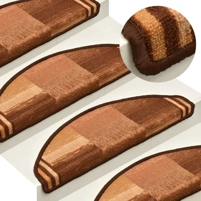 Image de The Living Store Tapis d'escalier autocollant 15 pcs. Marron 65x21x4 cm