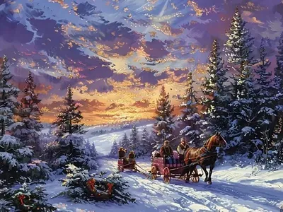 Produktbild von Diamantmosaik "Winterlicher Wald", 30x40 cm, kreative Diamanten