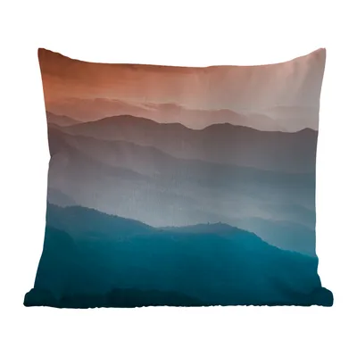 Obrázek produktu pro MuchoWow® Vnější polštář - Hory - Slunce - Oranžová - Příroda -50x50 cm- Odolnost proti povětrnostním vlivům - polštář do obývacího pokoje