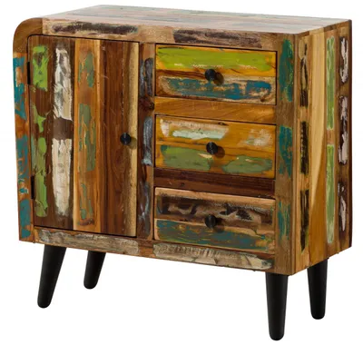 Immagine prodotto di MASSIVMOEBEL24 | SIXTIES #114 Madia in legno riciclato - laccato / multicolore 90x40x86