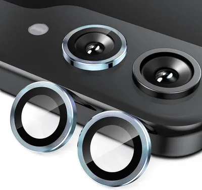 Immagine prodotto di Per Samsung Galaxy Z Flip7 5G Anello di protezione in alluminio + H9 Vetro duro temperato Azzurro