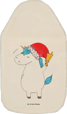 Produktbild von Mr. & Mrs. Panda Wärmflasche Einhorn Weihnachtsmann - Weiß - Geschenk, Bettflasche, Weihnachten, Gin, Wärmekissen, Einhörner, Unicorn, Wärmflaschen, mit Bezug