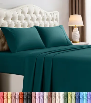 Image de Ensemble de literie Utopia, 4 pièces, en microfibre brossée, anti-rétrécissement et anti-bouloches