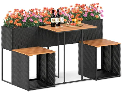 Produktbild von KOMFOTTEU 2 in 1 Gartenmöbel Set mit Hochbeet, Sitzgruppe mit Pflanzkasten