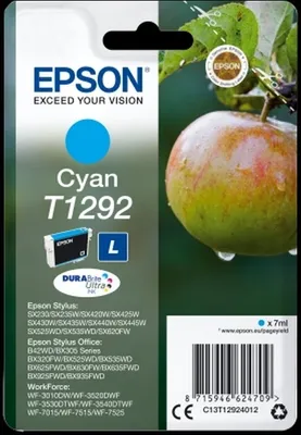 Produktbild von Epson T1292 Apfel DURABrite Ultra Single Cyan Tinte, Cyan, 7 ml, 1 Stück(e), 474 Seiten