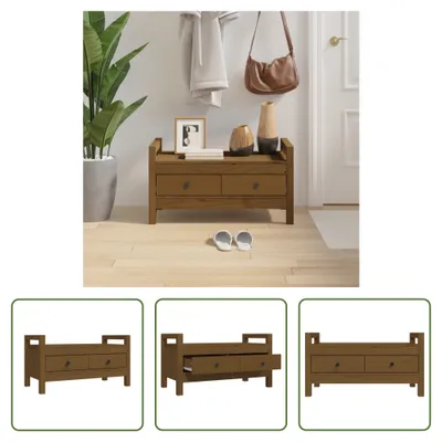 Immagine prodotto di The Living Store Panca da corridoio marrone miele 80x40x43 cm in legno di pino massiccio