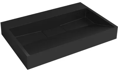 Imagen del producto de Lavabo de mármol reconstituido Vita, disponible para montaje en pared o sobre encimera, color  mate, dimensiones 70x46 cm