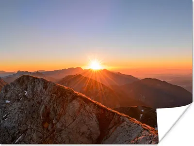 Produktbild von MuchoWow® Poster Berg - Landschaft - Sonne 160x120 cm - Foto Plakat
