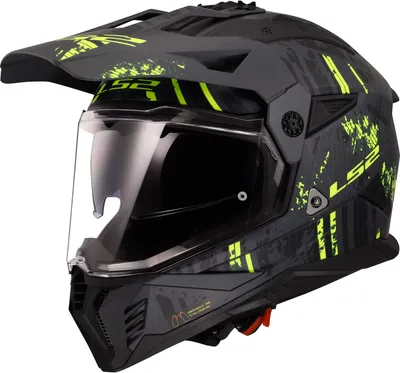 Image de Casque Off-Road LS2 MX702 Pioneer II M Noir H-V Jaune Taille M