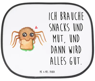 Produktbild von Mr. & Mrs. Panda Sonnenschutz Auto Spinne Agathe Sandwich - Weiß - Geschenk, Hungrig, blendschutz, saugnapf, Hunger, Lebensfreude, Glück, Autoscheiben, Alles Wird gut