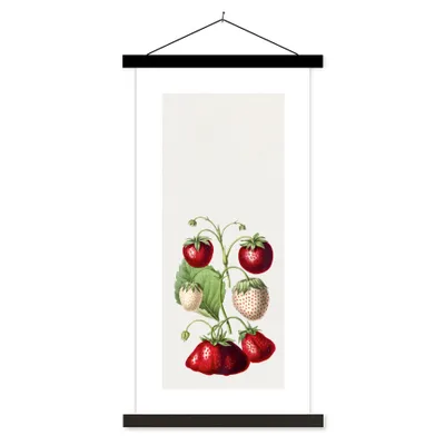 Produktbild von MuchoWow® Textilposter Lebensmittel - Erdbeeren - Pflanze 40x80 cm mit schwarzem Rahmen - Wandemalerei