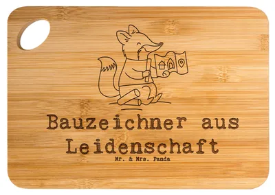 Produktbild von Mr. & Mrs. Panda Brett Bauzeichner Leidenschaft - Transparent - Geschenk, Holzbrett, Schneidebrett, Frühstücksbrett, Hackbrett, Frühstücksbrettchen
