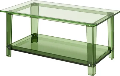 Immagine prodotto di Tavolino in acrilico, tavolino centrale a 2 ripiani con ripiano portaoggetti, moderno tavolino rettangolare in acrilico, ideale per sala da pranzo, isola cucina, ristorante, ufficio, 50 x 80 x 40 cm (verde)