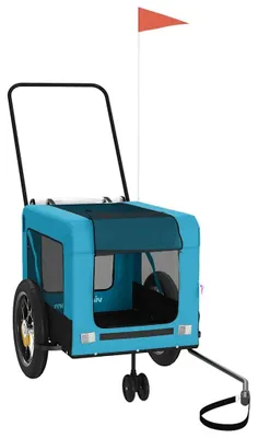 Produktbild von vidaXL Fahrradanhänger Hunde Blau und Schwarz Oxford-Gewebe & Eisen