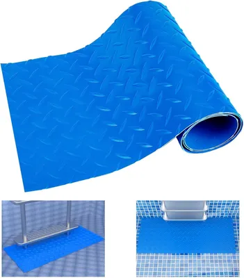 Obrázok produktu pre Podložka pod bazénový rebrík 90 x 23 cm, protišmyková, modrá, obdĺžniková, pre bazénový rebrík