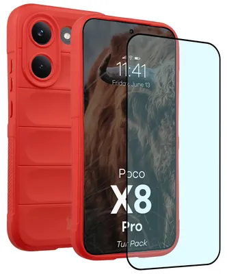 Produktbild von Robuste Handyhülle + gehärtetem Glas für Xiaomi POCO X8 Pro, Bizon Tur Pack, Rot