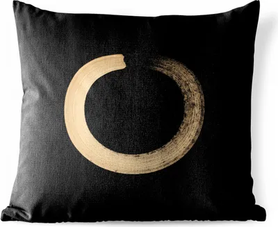 Produktbild von MuchoWow® Outdoor Kissen - Kreis gefüllt mit goldenen Pinselstrichen - 60x60 cm - Wetterfest - Lounge Kissen - Dekoration - Schlaf Kissen
