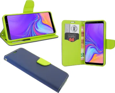 Image de Livre Housse "Fancy" compatible avec SAMSUNG GALAXY A9 2018 (A920F) Housse pour téléphone portable Etui Portefeuille Housse de protection avec fonction support, compartiment pour carte en bleu-vert cofi1453®