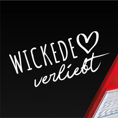 Produktbild von Auto Aufkleber Hellweg Druckerei Wickede verliebt Herz Gemeinde Liebe Car 19x19 cm Weiss Glanz Sticker Heckscheibenaufkleber