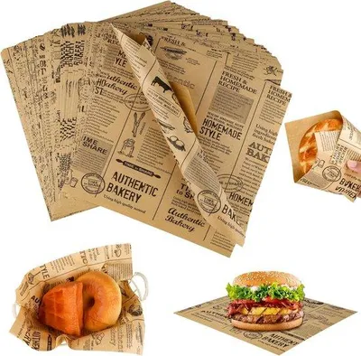 Produktbild von Famanu Burgerpapier 120 Blatt 22x22 cm - Zeitungslook, fett- und wasserabweisend