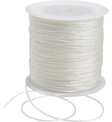 Productafbeelding van Nylonkoord, 1 mm x 91 meter, wit, voor sieraden maken en handwerk