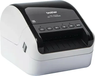 Produktbild von Brother QL-1110NWBc - Etikettendrucker - Thermodirekt - Rolle (10,36 cm) - 300 x 300 dpi - bis zu 68 Etiketten/Min. - USB, LAN, Wi-Fi(n), Bluetooth 5.2 - Cutter - Schwarz, Glossy White