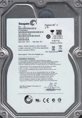 A close-up of a Seagate hard drive with its label visible.