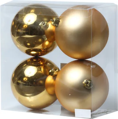 Christbaumkugel - Weihnachtsbaumkugel - bruchfest - D: 10cm - glänzend und matt - gold - 4er Set