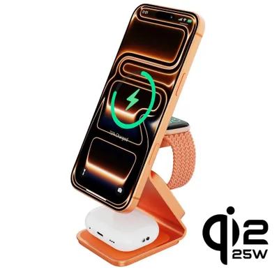 Produktbild von Cubenest Qi2.2 3in1 Magnetisches Kabelloses Ladegerät SQ314 Orange
