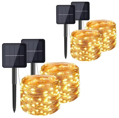 Produktbild von ALSTER HERZ® 4 Stück 120LED 12M Solar Lichterkette aussen, Solarleuchten Außen Garten, warmweiß, E0266