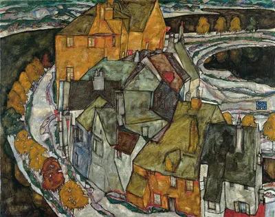Produktbild von Legendarte - Kunstdruck auf Leinwand - Der Häuserbogen (Inselstadt) Egon Schiele - Wanddeko, Canvas cm. 80x100