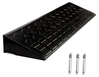 Produktbild von Bordsteinrampe aus Gummi 100x25x10cm, Vollgummi Türschwellenrampe für Fahrzeuge, Rollstühle und Bürgersteige