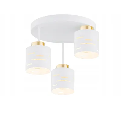 Produktbild von FKL DESIGN Home Deco Deckenlampe Deckenleuchte 3-flammig E27 Metall Lampenshirm Lampe aus Serie (Weiß, N910-EP3)