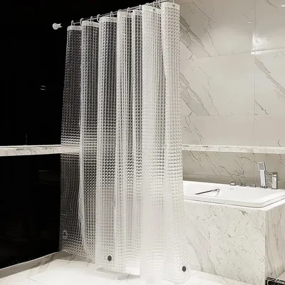 Produktbild von Duschvorhang – Schimmelresistent – 80 x 180 cm – Inkl. Ringen – Mit Beschwerungsband – 3D-Duschvorhang – Badezimmeraccessoires – Wasserdicht – Weiß