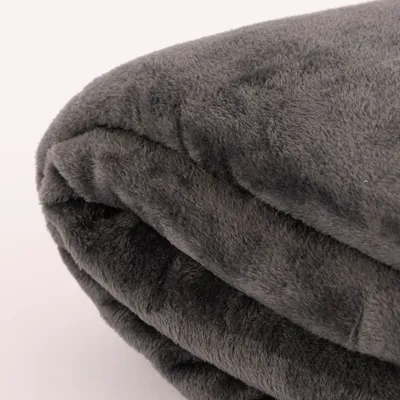 Produktbild von Große Kuscheldecke aus Microfaser einfarbig anthrazit grau 180x220cm