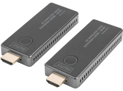 Zdjęcie produktu dla Digitus Bezprzewodowy przedłużacz HDMI 4K, 30 m, 4K/30Hz, 3840 x 2160 px, Nadajnik i odbiornik AV, 30 m, Przewodowy i Bezprzewodowy, Czarny, Srebrny, HDCP